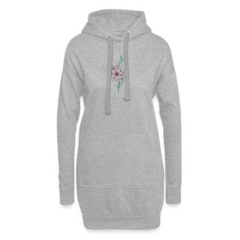 Zarte florale Strichzeichnungen - Hoodie-Kleid - Grau meliert - Vorne
