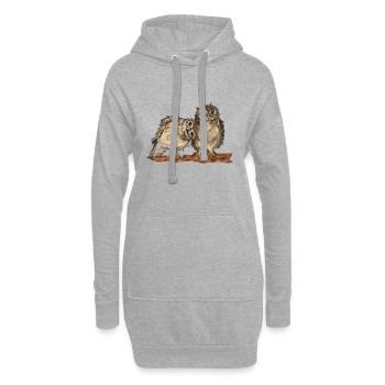 Eulen - Hoodie-Kleid - Grau meliert - Vorne