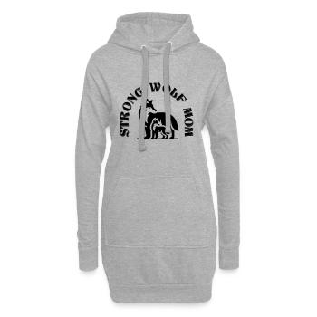 Starke Mama Beste Mama Geschenk Wolf Mutter Kind - Hoodie-Kleid - Grau meliert - Vorne