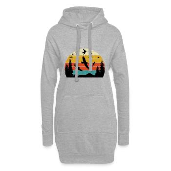 Retro Birding Sunset Vintage Bird Sunrise - Sweat-shirt à capuche long Femme - gris chiné - Devant