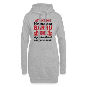Attention Mon Mec Est Un Barbu Solide Cadeau - Sweat-shirt à capuche long Femme - gris chiné - Devant