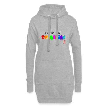 Ich bin jetzt Schulkind / Schulking - Hoodie-Kleid - Grau meliert - Vorne