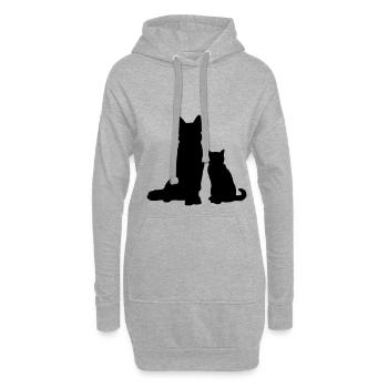 Hund & Katze Silhouette / cat & dog silhouette - Hoodie-Kleid - Grau meliert - Vorne