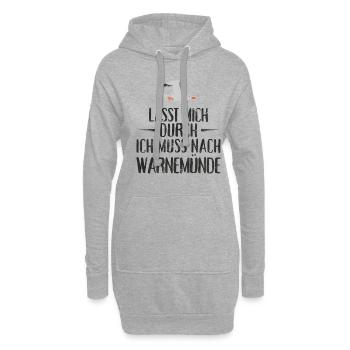 Lasst mich durch ich muss nach Warnemünde Möwe - Hoodie-Kleid - Grau meliert - Vorne