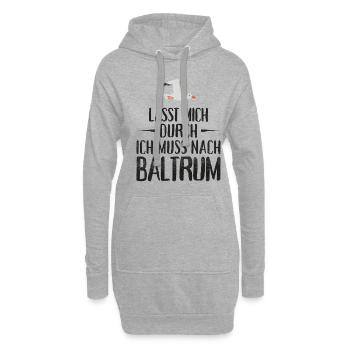 Lasst mich durch ich muss nach Baltrum Möwe - Hoodie-Kleid - Grau meliert - Vorne