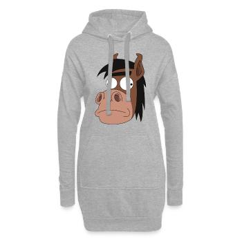 Un dessin de la folie cheval - Sweat-shirt à capuche long Femme - gris chiné - Devant