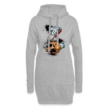 Crâne avec marteau Thor Homme Femme Enfant - Sweat-shirt à capuche long Femme - gris chiné - Devant