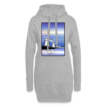 Moulins à vent de Kinderdijk - Sweat-shirt à capuche long Femme - gris chiné - Devant