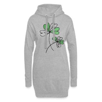 Trèfle / Chance / Proverbes / Tendance / cool - Sweat-shirt à capuche long Femme - gris chiné - Devant
