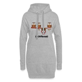 Be different - Süßes Eulen Fun Vogel Geschenk süß - Hoodie-Kleid - Grau meliert - Vorne