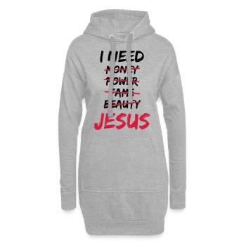 I need Jesus - Hoodie-Kleid - Grau meliert - Vorne