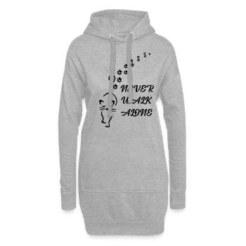 Never Walk alone Frau Katze Shirt - Hoodie-Kleid - Grau meliert - Vorne