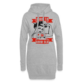 50e anniversaire - Sweat-shirt à capuche long Femme - gris chiné - Devant