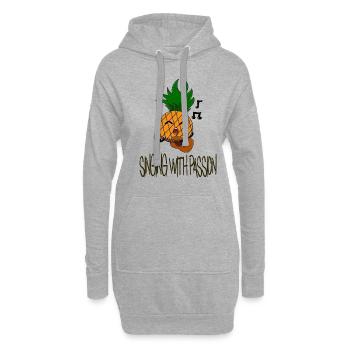 Singing with passion / Singen / Ananas / Sprüche - Hoodie-Kleid - Grau meliert - Vorne