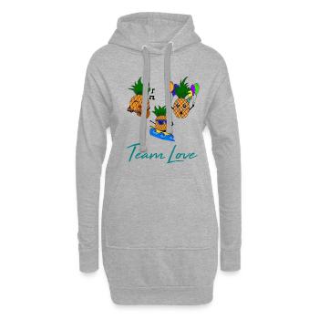Team Love / Ananas / Sommer / Sprüche / Trend - Hoodie-Kleid - Grau meliert - Vorne
