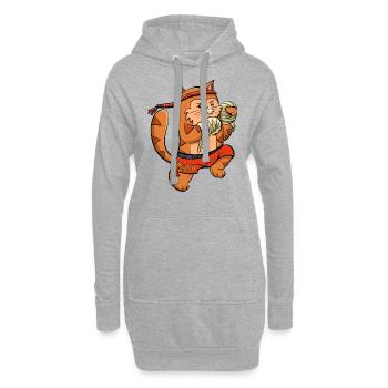 Muay Thai Boxing Kitten - Hoodie-Kleid - Grau meliert - Vorne