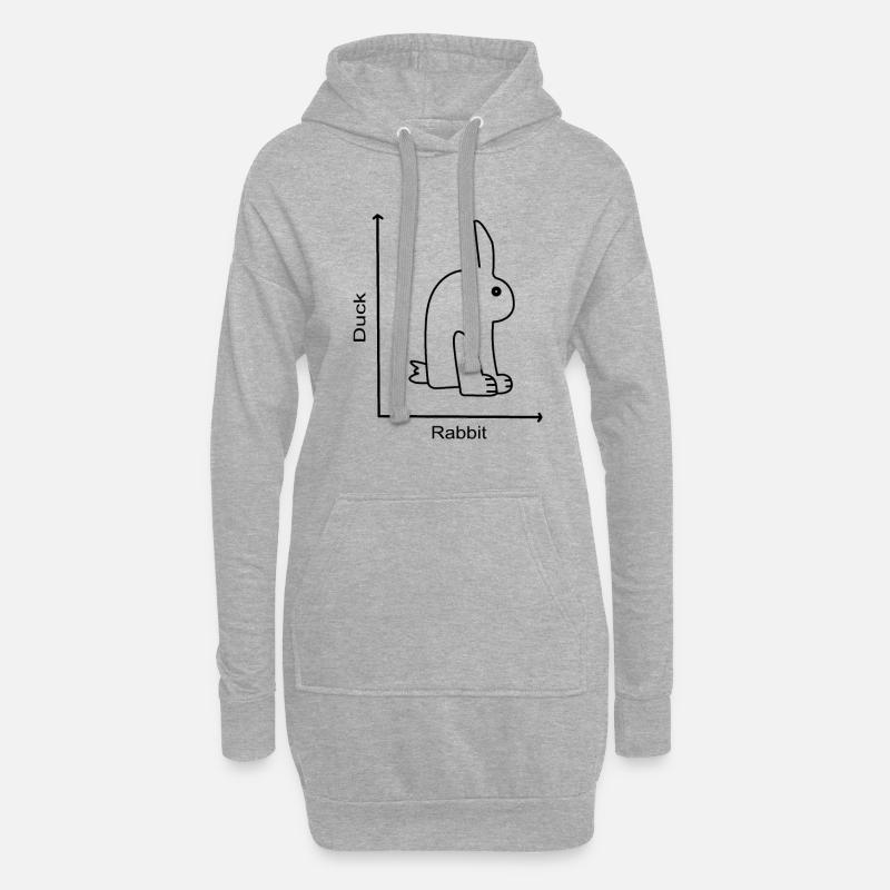 DUCK RABBIT - Rabbit Duck - Graph lesson - Hoodie Dress - heather grey