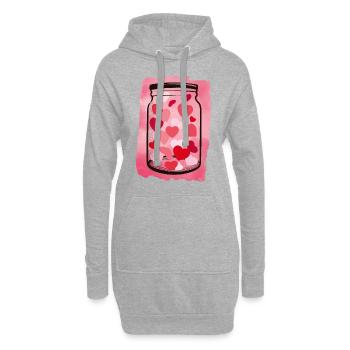 Cœurs dans un bocal - Sweat-shirt à capuche long Femme - gris chiné - Devant