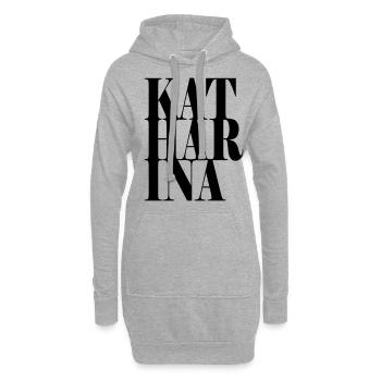Katharina Nom Prénom Police moderne Word Art - Sweat-shirt à capuche long Femme - gris chiné - Devant