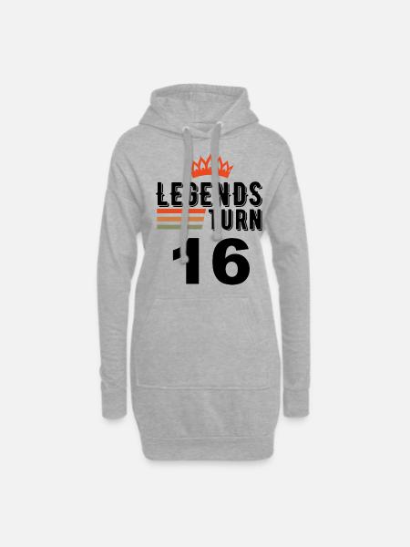 16 Geburtstag, Legenden werden 16 Jahre alt - Hoodie-Kleid - Grau meliert