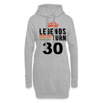 30 Geburtstag, Legenden werden 30 Jahre alt - Hoodie-Kleid - Grau meliert - Vorne