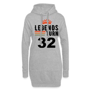 32 Geburtstag, Legenden werden 32 Jahre alt - Hoodie-Kleid - Grau meliert - Vorne