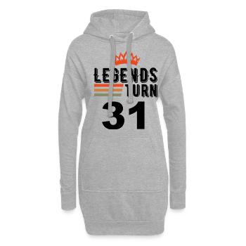 31 Anniversaire, les légendes ont 31 ans - Sweat-shirt à capuche long Femme - gris chiné - Devant