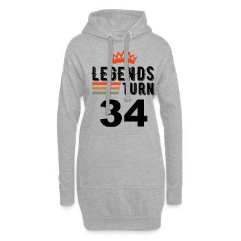 34 Geburtstag, Legenden werden 34 Jahre alt - Hoodie-Kleid - Grau meliert - Vorne