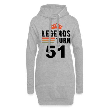 51 Geburtstag, Legenden werden 51 Jahre alt - Hoodie-Kleid - Grau meliert - Vorne