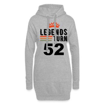 52 Geburtstag, Legenden werden 52 Jahre alt - Hoodie-Kleid - Grau meliert - Vorne
