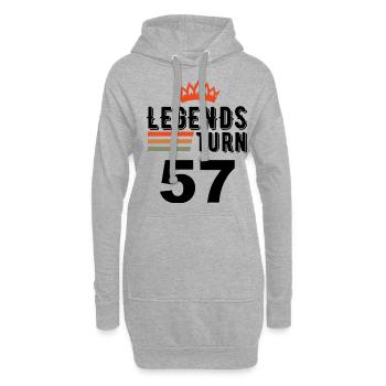 57 Geburtstag, Legenden werden 57 Jahre alt - Hoodie-Kleid - Grau meliert - Vorne