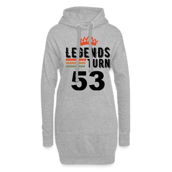 53 Geburtstag, Legenden werden 53 Jahre alt - Hoodie-Kleid - Grau meliert - Vorne