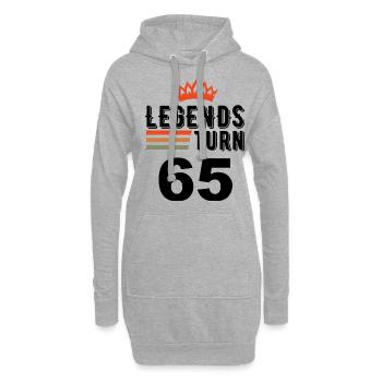 65 Geburtstag, Legenden werden 65 Jahre alt - Hoodie-Kleid - Grau meliert - Vorne