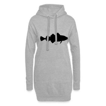 la morue - Sweat-shirt à capuche long Femme - gris chiné - Devant