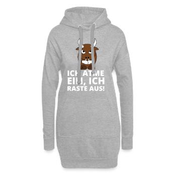 Ich atme ein, ich raste aus! Stier Lustig Sprüche - Hoodie-Kleid - Grau meliert - Vorne