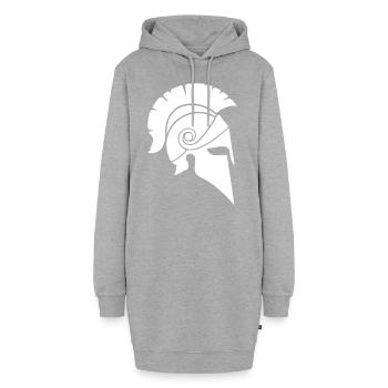 Symbole casque spartiate - Sweat-shirt à capuche long Femme - gris chiné - Devant