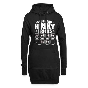 Stubborn Husky Tricks Drôles de Huskies - Sweat-shirt à capuche long Femme - noir - Devant