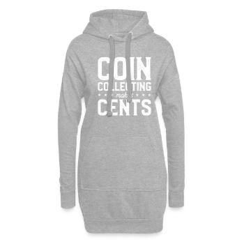 La collection de pièces de monnaie rend les centimes collector numismatiques - Sweat-shirt à capuche long Femme - gris chiné - Devant