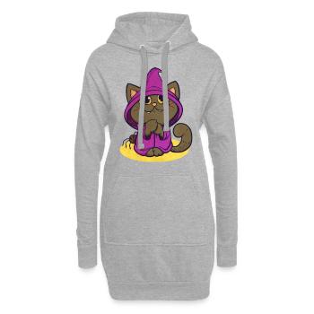 Halloween Katze - Hoodie-Kleid - Grau meliert - Vorne
