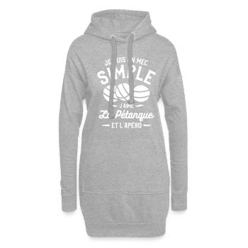 Je Suis Un Mec Simple J'aime La Pétanque Et - Hoodie-Kleid - Grau meliert - Vorne