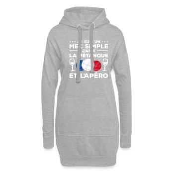Je Suis Un Mec Simple J'aime La Pétanque Et - Hoodie-Kleid - Grau meliert - Vorne