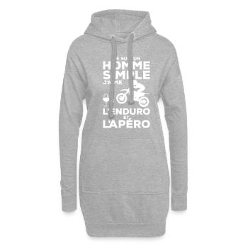 Je Suis Un Homme Simple J'aime L'Enduro Et L'Apéro - Sweat-shirt à capuche long Femme - gris chiné - Devant