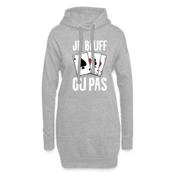 Je Bluff Ou Pas Poker Casino - Sweat-shirt à capuche long Femme - gris chiné - Devant