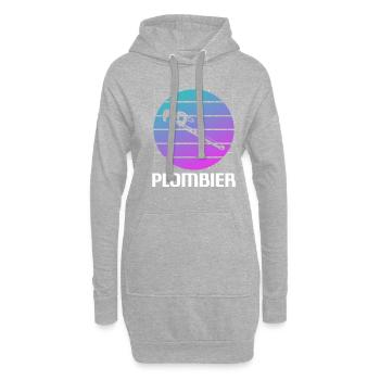 Retro Plombier Plomberie - Sweat-shirt à capuche long Femme - gris chiné - Devant