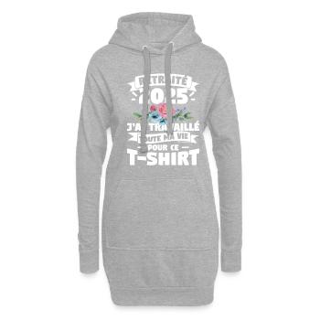 Retraite 2025 J'ai Travaillé Toute Ma Vie Pour Ce - Sweat-shirt à capuche long Femme - gris chiné - Devant