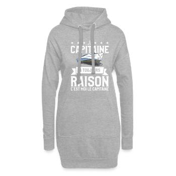 Le Capitaine A Toujours Raison Ç'est Moi Le - Sweat-shirt à capuche long Femme - gris chiné - Devant