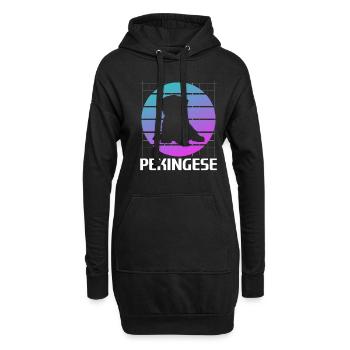 Retro Pekinese Hundeliebhaber - Hoodie-Kleid - Schwarz - Vorne