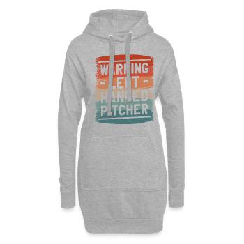 Warnung Linkshänder Pitcher Lefty Baseballspieler - Hoodie-Kleid - Grau meliert - Vorne