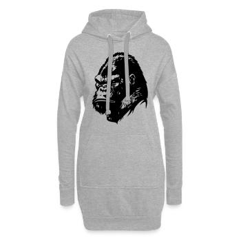 Tête de gorille - Sweat-shirt à capuche long Femme - gris chiné - Devant