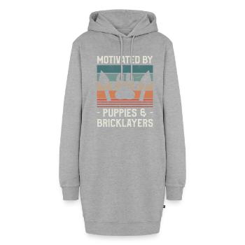 Motivé par les chiots et les maçons maçons - Sweat-shirt à capuche long Femme - gris chiné - Devant